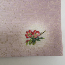 Load image into Gallery viewer, 袋帯 洒落袋帯 正絹 唐草花文様 パステル系 ぼかし 薄紫色x白色xピンク色 金糸 全通柄 フォーマル 礼装 長さ440cm