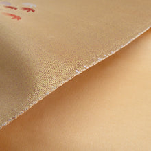 Load image into Gallery viewer, 袋帯 正絹 流水に鳥と花々紋様 刺繍入り 金糸 金色x多色 ゴールド系 六通柄 フォーマル 礼装 長さ424cm