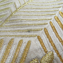 Load image into Gallery viewer, 袋帯 正絹 松の葉紋様 金糸銀糸 金色x白色 刺繍入り ゴールド系 六通柄 フォーマル 礼装 長さ448cm