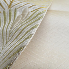 Load image into Gallery viewer, 袋帯 正絹 松の葉紋様 金糸銀糸 金色x白色 刺繍入り ゴールド系 六通柄 フォーマル 礼装 長さ448cm