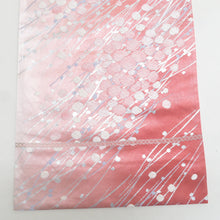 Load image into Gallery viewer, 袋帯 正絹 刺繍入り ピンク色x白色x銀色 銀糸 花文様 六通柄 フォーマル 礼装 長さ424cm