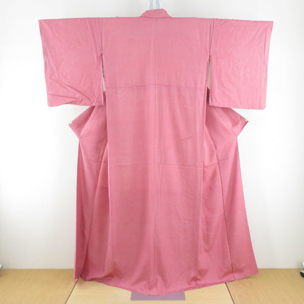 江戸小紋 赤ピンク色 総柄 正絹 袷 広衿 仕立て上がり着物 身丈157cm