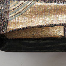 Load image into Gallery viewer, 袋帯 正絹 すくい織 ゴールド系 幾何学文様 黒色x金色x銀色 金糸銀糸 六通柄 フォーマル 礼装 長さ432cm