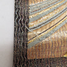 Load image into Gallery viewer, 袋帯 正絹 すくい織 ゴールド系 幾何学文様 黒色x金色x銀色 金糸銀糸 六通柄 フォーマル 礼装 長さ432cm