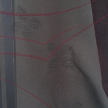 Load image into Gallery viewer, 夏着物 単衣 紗 バチ衿 枝に小花模様 正絹 黒色x朱色 夏用 仕立て上がり 身丈162cm