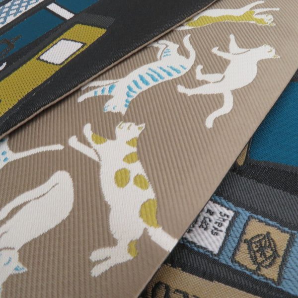 半幅帯 リバーシブル WA KKA NICO わっか ポリエステル 猫の古本屋 黒