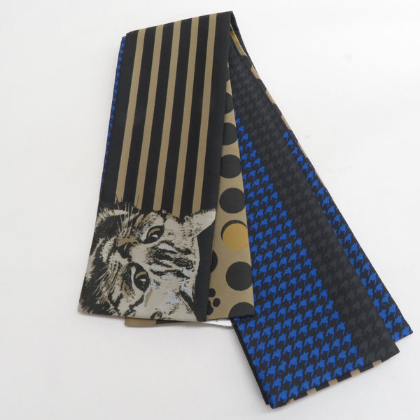 半幅帯 リバーシブル WA KKA NICO わっか ポリエステル Cat's eye 黒x