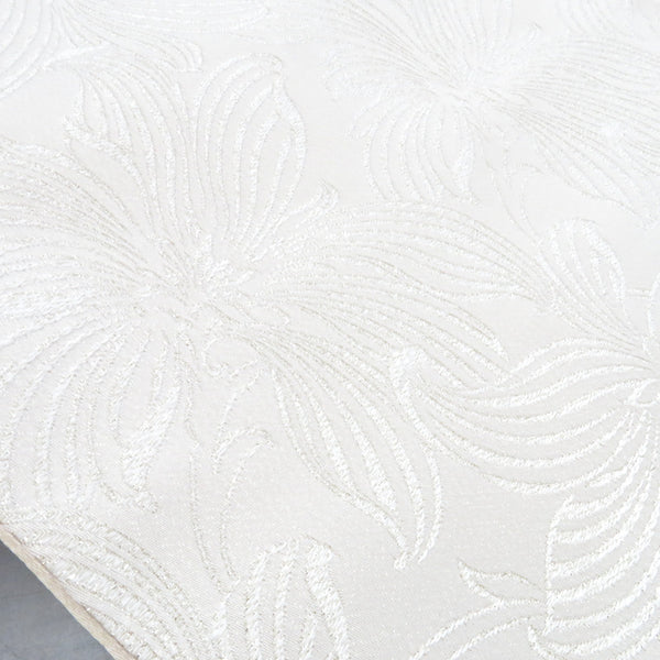 袋帯 振袖用 ホワイト×シルバー 花 白 六通柄 ポリエステル フォーマル