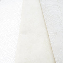 Load image into Gallery viewer, 袋帯 振袖用 ホワイト×シルバー 花 白 六通柄 ポリエステル フォーマル 仕立て上がり 着物帯 モノトーン系 Freek 日本製 長さ460cm