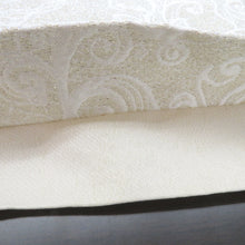 Load image into Gallery viewer, 袋帯 振袖用 ホワイト×シルバー メタリック調糸 花 白 六通柄 ポリエステル フォーマル 仕立て上がり 着物帯 モノトーン系 Freek 日本製 長さ460cm