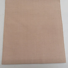 Load image into Gallery viewer, 名古屋帯 八寸帯 正絹 薄茶色x多色 オリエンタル模様 お太鼓柄 刺繍入り カジュアル 仕立て上がり 着物帯 長さ382cm