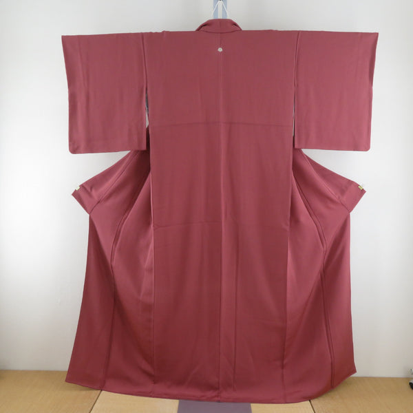 色無地 袷 広衿 正絹 エンジ色 蔦紋 仕立て上がり 身丈161cm - KIMONO