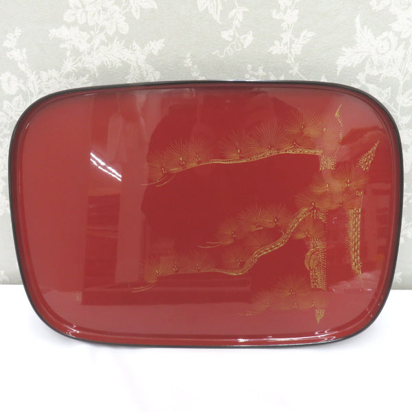 骨董・民芸品 輪島塗 平盆 お盆 漆器 沈金 松 能登輪島 箱有 - KIMONO