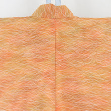 画像をギャラリービューアに読み込む, 羽織 芝草模様 絹  オレンジ色ｘ黄色 着物コート 着物用 身丈81cm