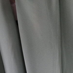 色無地 正絹 草柳色 緑色 袷 広衿 細身幅サイズ 一つ紋 セミフォーマル 仕立て上がり着物 身丈156cm