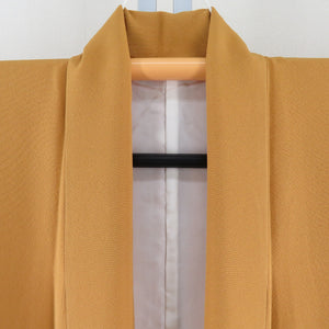 色無地 正絹 辛子色 袷 広衿 一つ紋 セミフォーマル 仕立て上がり着物 身丈157cm 美品
