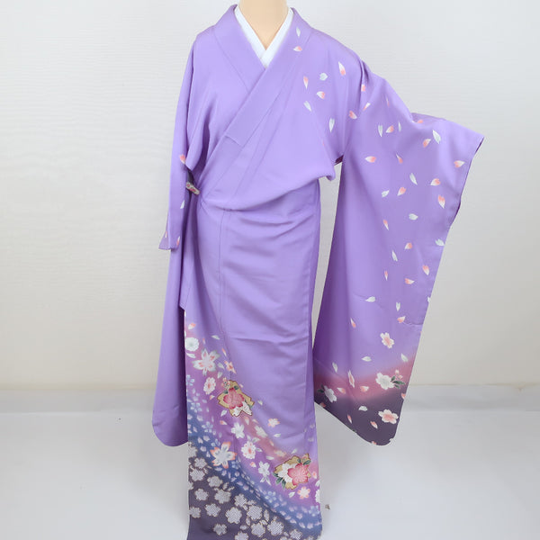 振袖 箔に桜文様 正絹 袷 広衿 薄紫色 成人式 卒業式 フォーマル