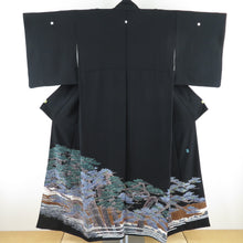 Load image into Gallery viewer, Kuromyode Original Kaga Yuzen Denu Sugiura Nobu Matsu Matsu Matsu Matsu Matsu Matsui Introduction Pure Silk History Lined Wide collar dressing Kimono Formally tailored 153cm