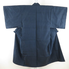Load image into Gallery viewer, Male kimono Tsumugi ensemble turtle shell lined navy blue pure silk male men's tailor -tailored kimono men's casual height 134cm beautiful goods