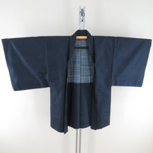 Load image into Gallery viewer, Male kimono Tsumugi ensemble turtle shell lined navy blue pure silk male men's tailor -tailored kimono men's casual height 134cm beautiful goods