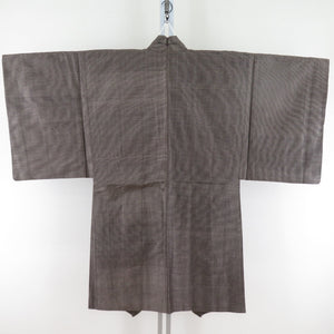 Male kimono Antique Ansemble Pure silk turtle brown brown lined Retro old kimono 143cm