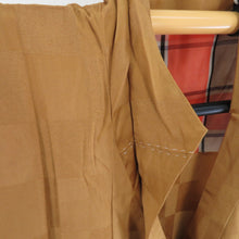 画像をギャラリービューアに読み込む, 着物コート アンティーク ロングコート 市松地紋 正絹 黄土色 レトロ 大正ロマン 着物用 身丈127cm
