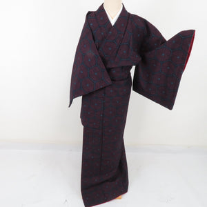 Tsumugi Kimono Bull Bull Popular Lined Collar Down Blue Blue Silk Casual Casual Kimono Tailor