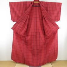 Load image into Gallery viewer, Wool kimono single garment lattice pattern weaving pattern Bachi collar red Casual kimono tailor