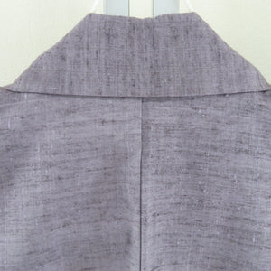 紬 着物 色無地 単衣 バチ衿 紫色 正絹 紋なし カジュアル着物 仕立て上がり 身丈153cm