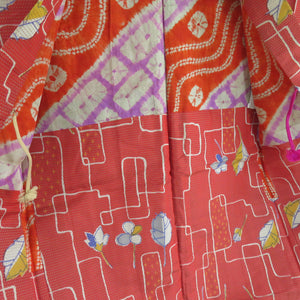 Haori Antique Ena Sen Sen Senpai Pattern Court Silk Red Brown Retro Taisho Roman Romance Kimono 97cm