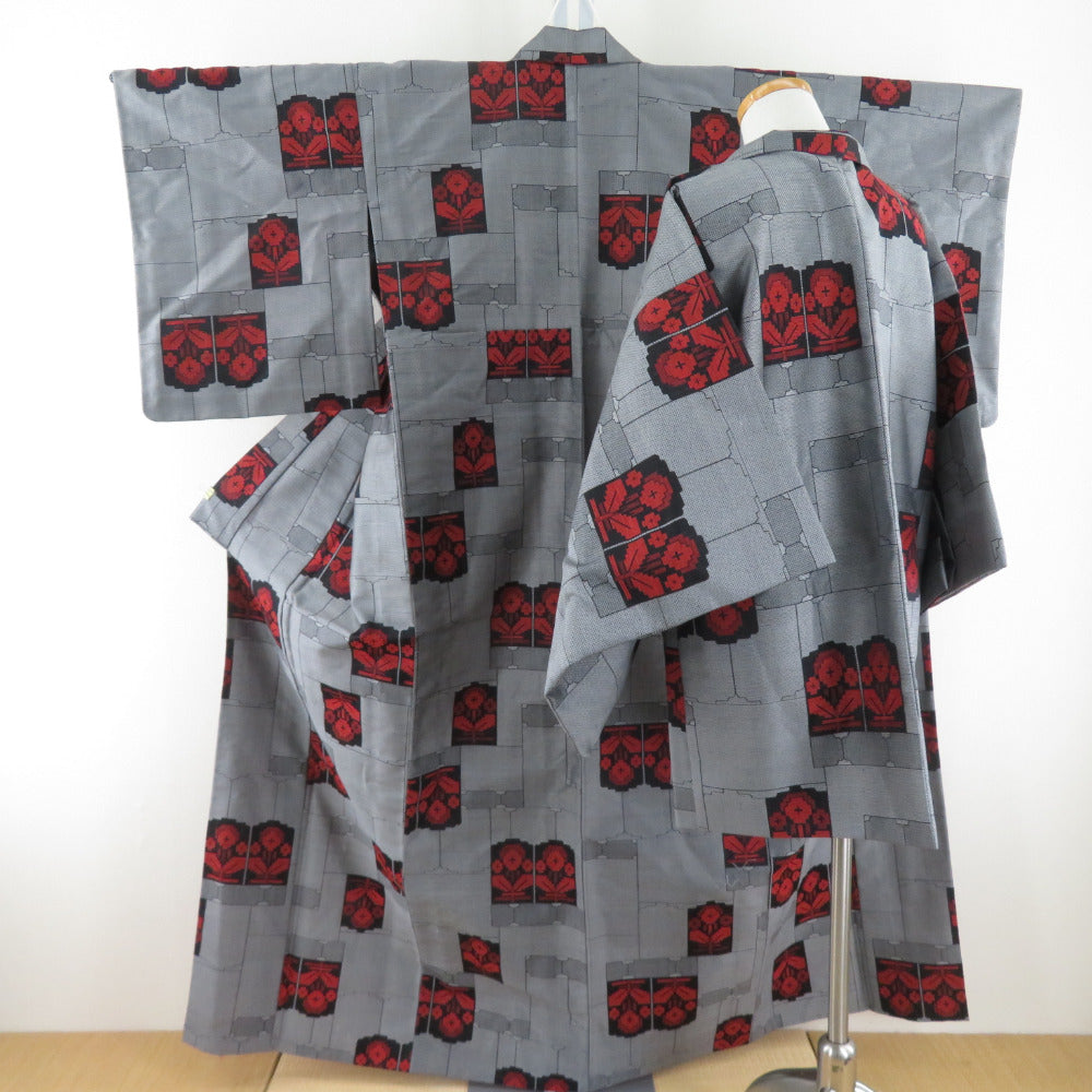 Wool Kimono Ensemble Haori Set Enshu Camellia Single Biwear Bee Casual Casual Casual Kimono Tailor 157cm
