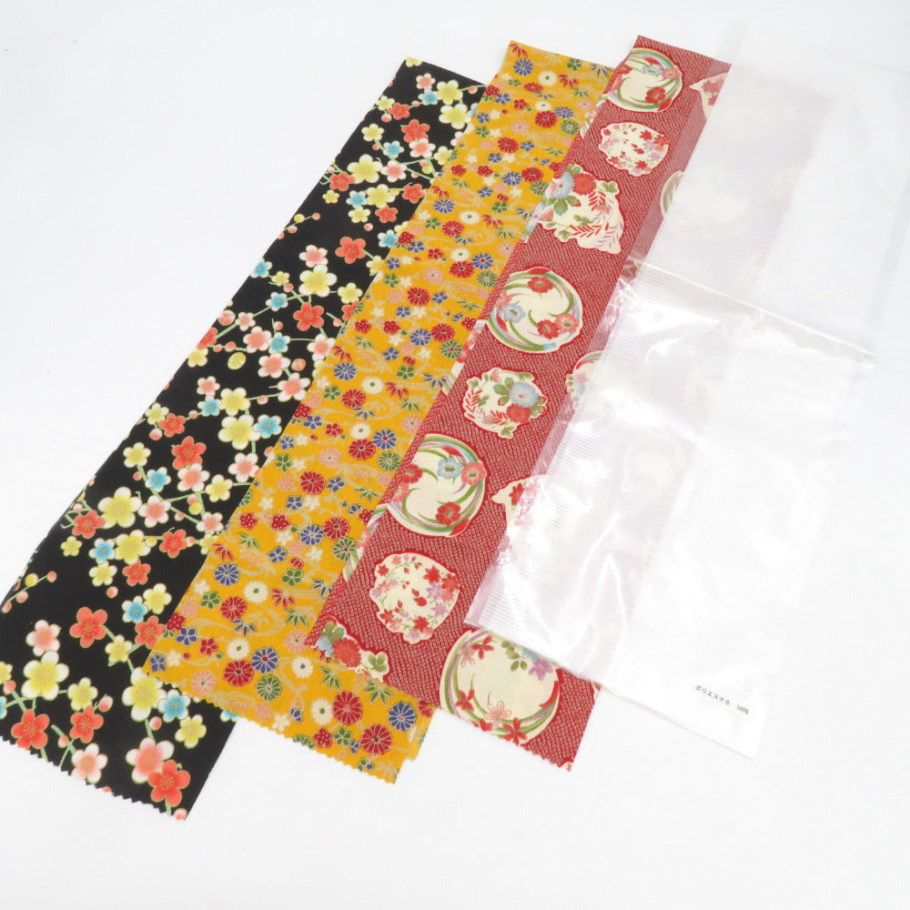 Half -collar set 3 points 3 points Natsuro 1 point red, black, yellow, white washing polyester half -collar classic crepe length 105cm beautiful goods