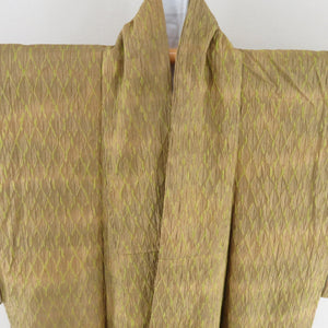 Komon Wood -grained squeezed plus pure silk, lined wide collar casual kimono tailoring