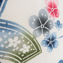 画像をギャラリービューアに読み込む, 小紋 型染め 松竹梅に菊 袷 広衿 ベージュ色 正絹 カジュアル着物 仕立て上がり 身丈155cm