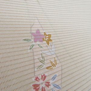 Summer kimono Gauze single -flowered small flower pattern Light gray brown wide collar Washing polyester casual kimono tailor -tailored 160cm
