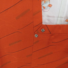 Load image into Gallery viewer, 道行 正絹 斜め縞文様 織り文様 橙色 和装コート 着物用 ちりよけ カジュアル 身丈83cm