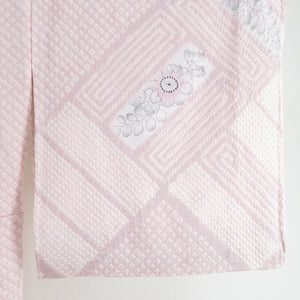 Visit aperture chrysanthemum sentence Pink lined wide collar pure silk without silk crest Semi -formal tailoring kimono 156cm