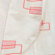 Load image into Gallery viewer, Tsumugi kimono square pattern pattern lined collar beige color pure silk casual kimono tailor