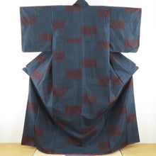 Load image into Gallery viewer, Tsumugi Kimono Original Oshima Tsumugi Paper Copto Popular Lined Collar Big Blue Black Silk Casual Casual Kimono