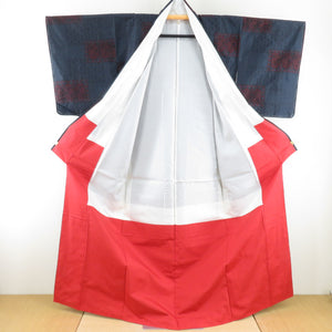 Tsumugi Kimono Original Oshima Tsumugi Paper Copto Popular Lined Collar Big Blue Black Silk Casual Casual Kimono