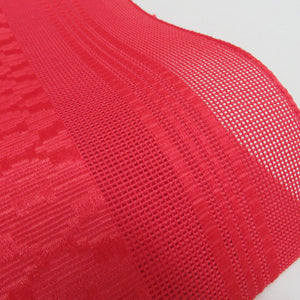 名古屋帯 夏用 博多献上柄 ポリエステル 洗える 全通柄 赤色 八寸帯 松葉仕立て 着物帯 長さ385cm 美品