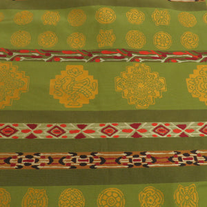 名古屋帯 横段飾り縞 茶緑色 正絹 六通柄 九寸帯 カジュアル 仕立て上がり 着物帯 長さ361cm