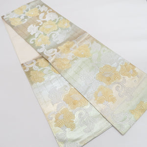 袋帯 3本セット オレンジｘピンクｘ薄緑 金糸 銀糸 絹 レトロ まとめ売り