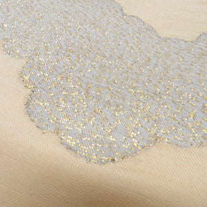 Back Obi Silk Ryuu Ume Chrysanthemum Woven Point Beige Color Gold Thread Semi -Formal Tailoring Kimono Bang Length 440cm Beautiful goods