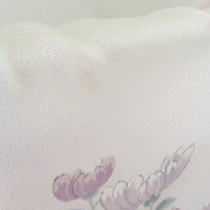 小紋 付下げ柄 菊づくし 袷 広衿 桃ベージュ色 正絹 カジュアル着物 仕立て上がり 身丈164cm