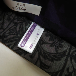 Vailing belt all pattern flower arabesque x gradation black purple x blue purple silk casual reversible kimono tailoring length 440cm beautiful goods