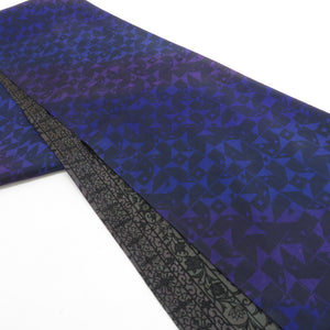 Vailing belt all pattern flower arabesque x gradation black purple x blue purple silk casual reversible kimono tailoring length 440cm beautiful goods