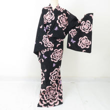 Load image into Gallery viewer, TSUMORI CHISATO Tsumori Chisato Summer Kimono Rose and Butterfly Black Polyester Wash Women&#39;s Yukata Ladies Summer Seminar