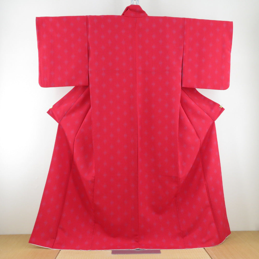 Komon striped dot pattern Washable kimono polyester L size red color red color back lined collar tailored Casual height 166cm