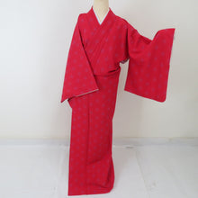 Load image into Gallery viewer, Komon striped dot pattern Washable kimono polyester L size red color red color back lined collar tailored Casual height 166cm